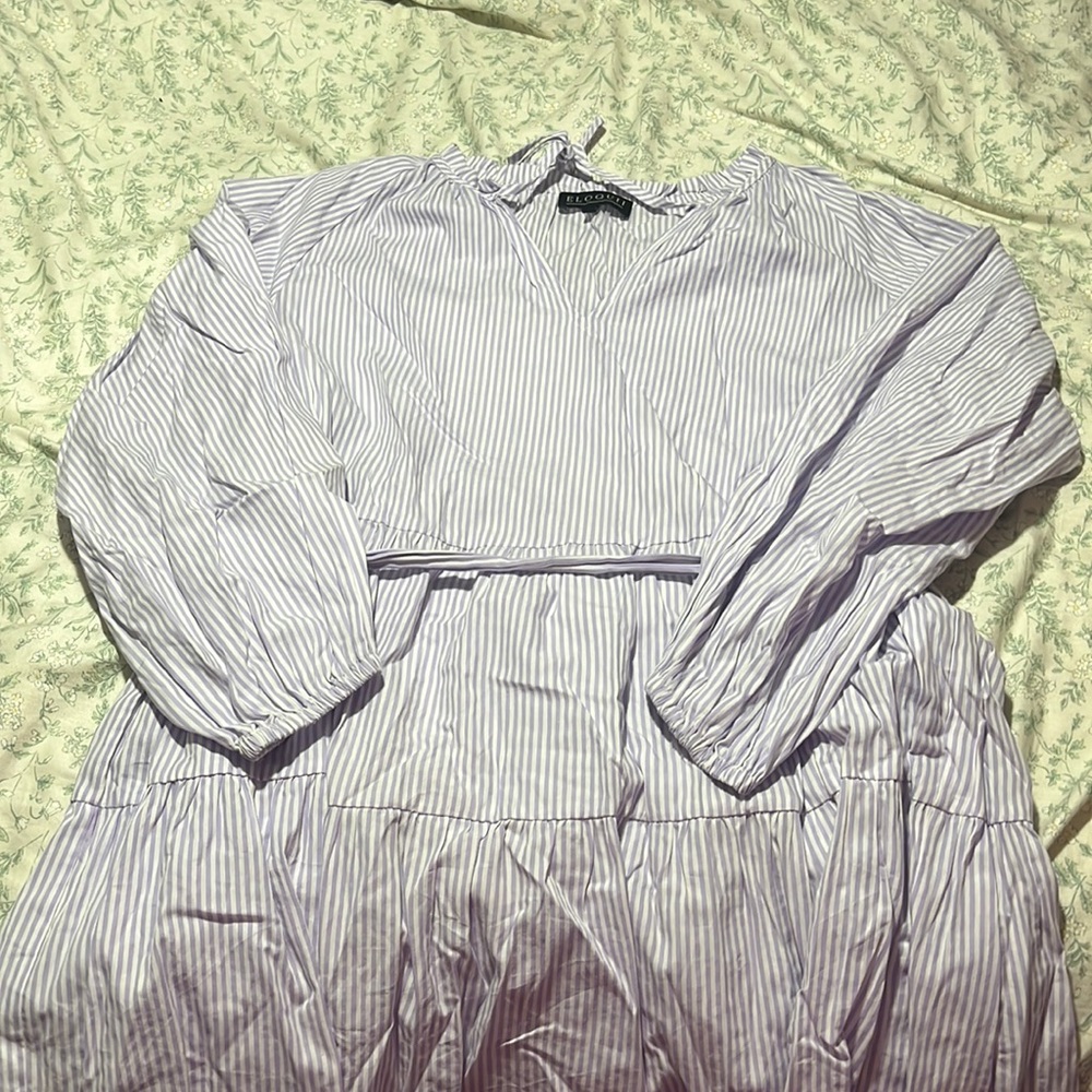 Eloquii plus size purple and white stripe dress